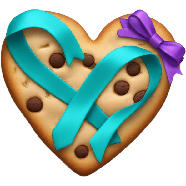 Cookie heart with teal purple awareness ribbon emoji