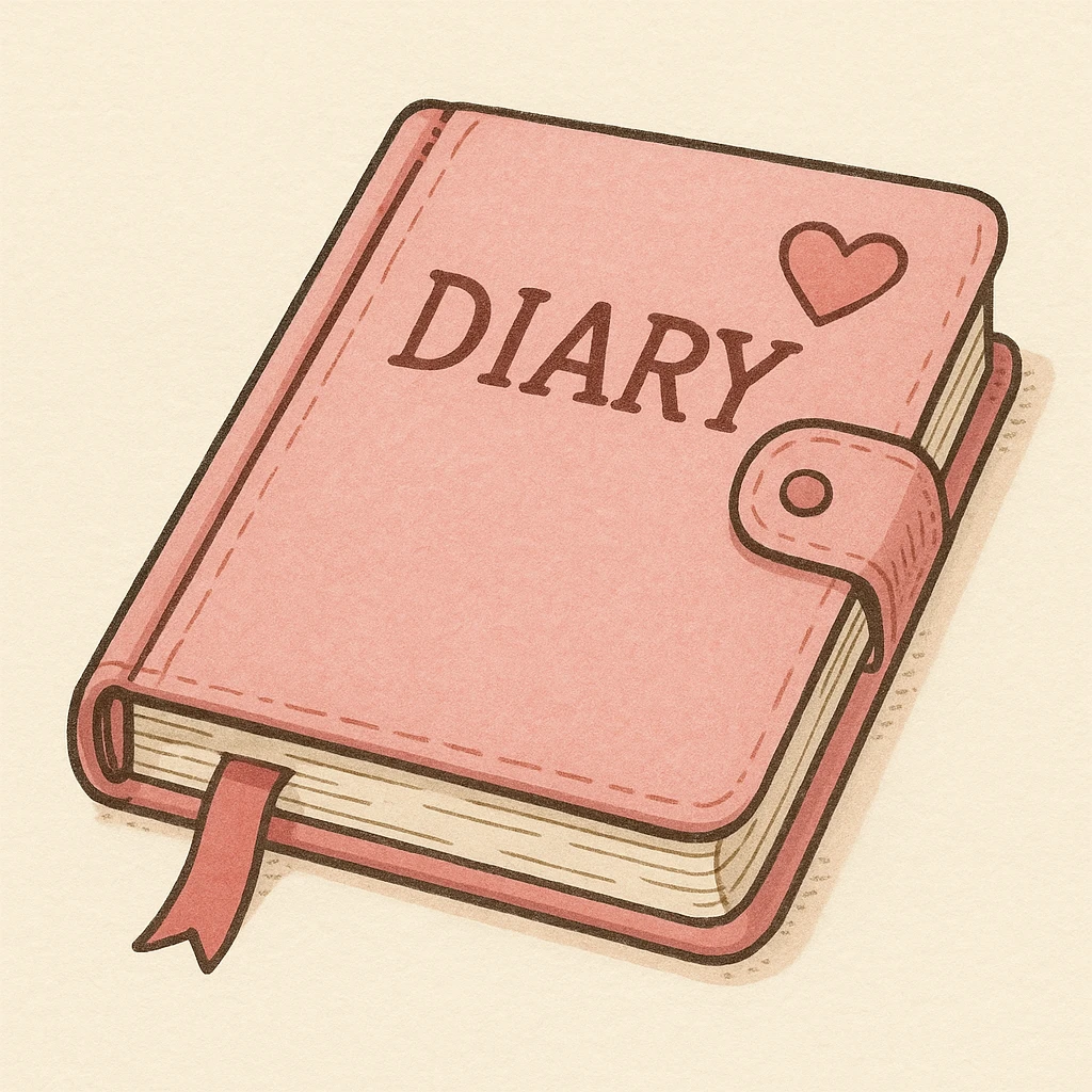 pink diary, generic illustration style emoji