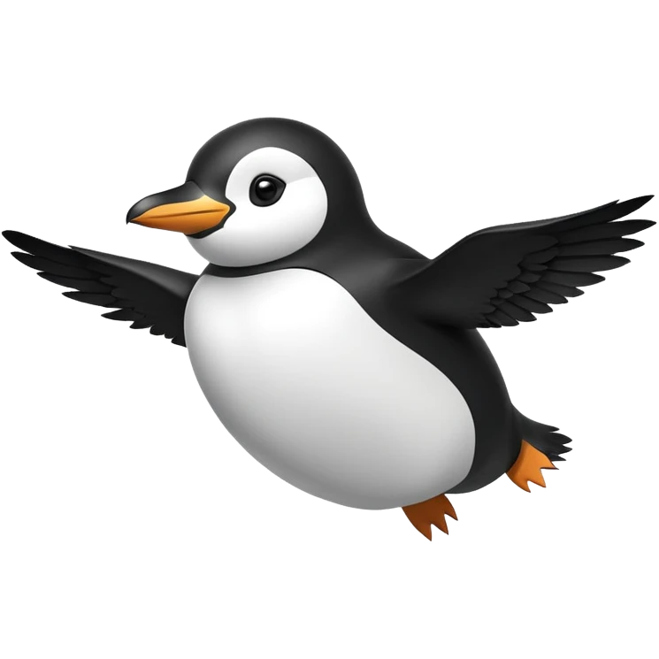 penguin with wings flying through the sky emoji