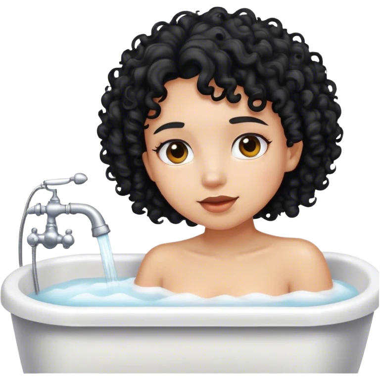 Black curly do in bathtub  emoji