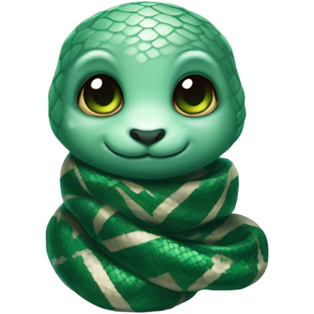 cute baby snake wearing Slytherin scarf emoji