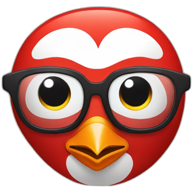 Red penguin with glasses emoji