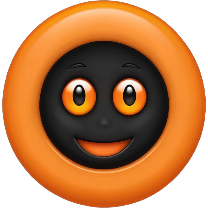 make a blackhole, accretion disk and all, with an orange smiley face, black head, orange ring, orange eyes, orange mouth, no other details emoji