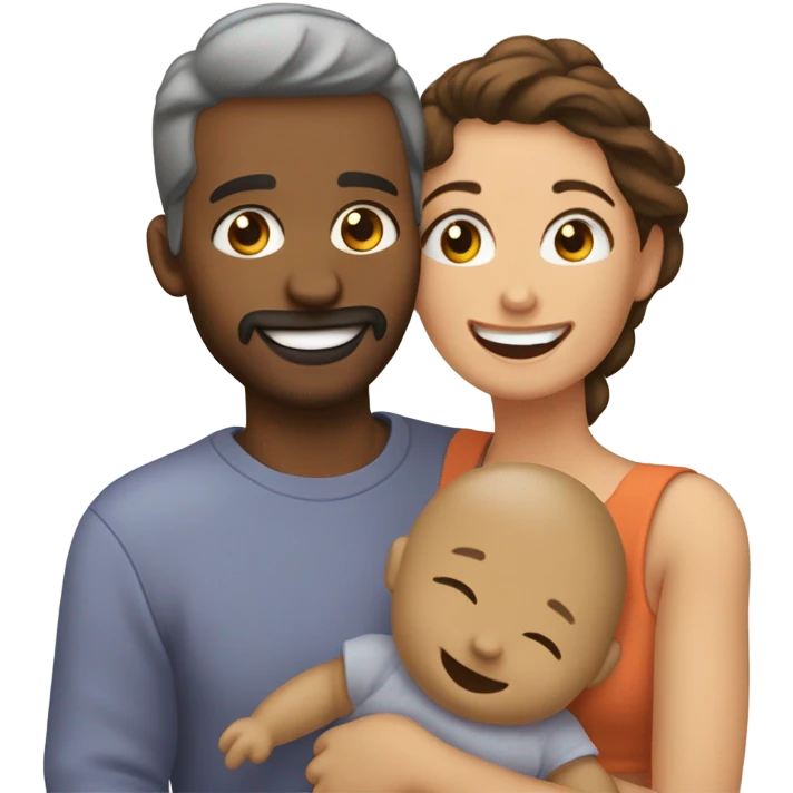 pareja con un bebé  emoji