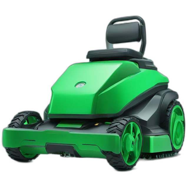 futuristic robot lawn mower in all green emoji