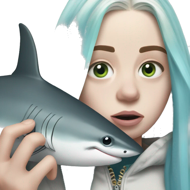 billie eilish holding a shark emoji