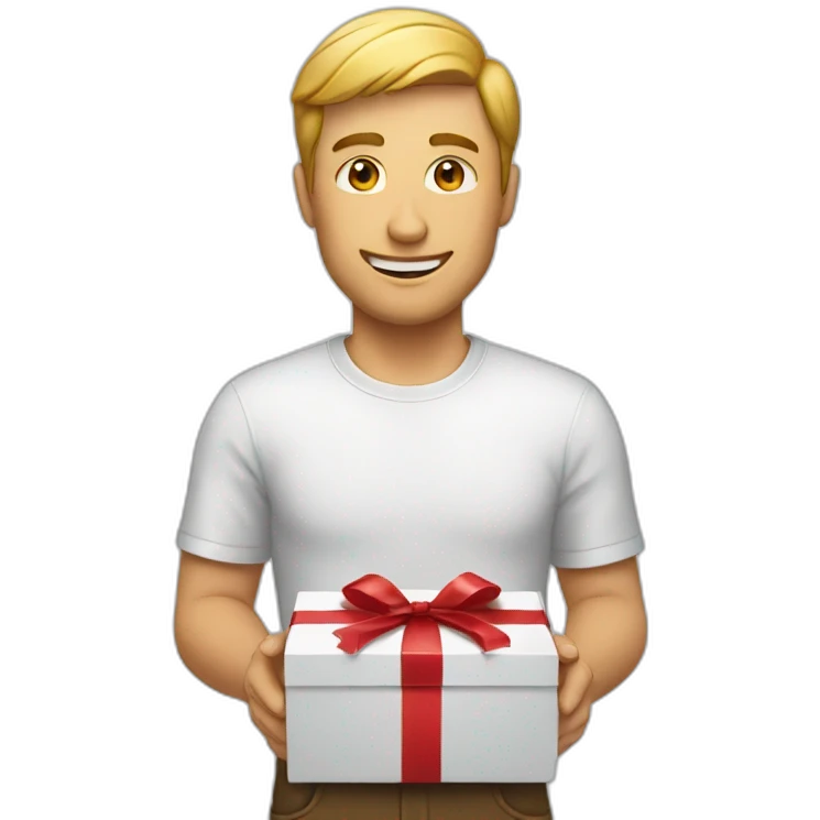 white man opening gift emoji