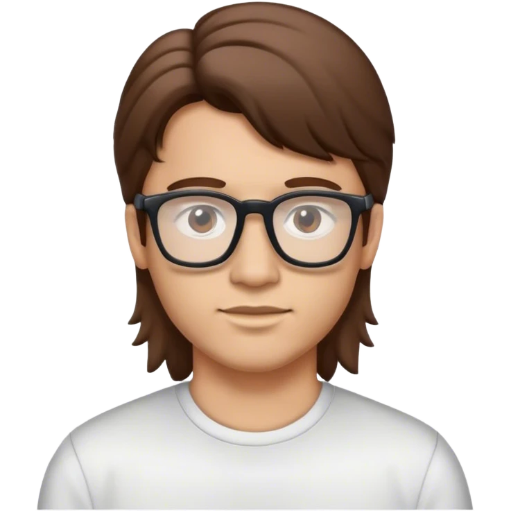 with brown hair mullet and glasses emoji