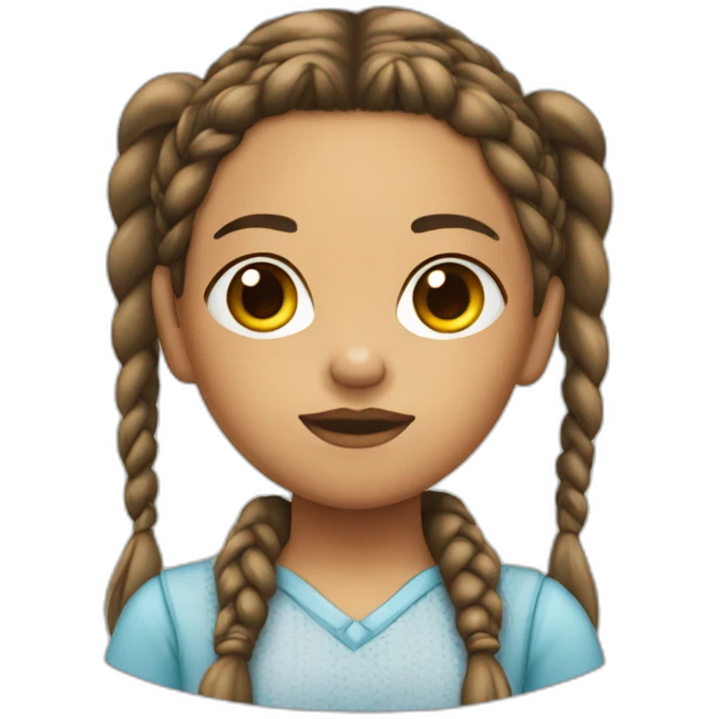 A light-skin girl with braids frowning emoji