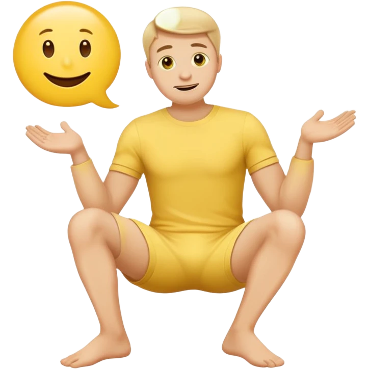 Make a yellow emoji man put his hand on his crotch area and a speech bubble saying Darragh give me snus Make him put his hand between his legs make him grab the area inbetween his two legs  emoji