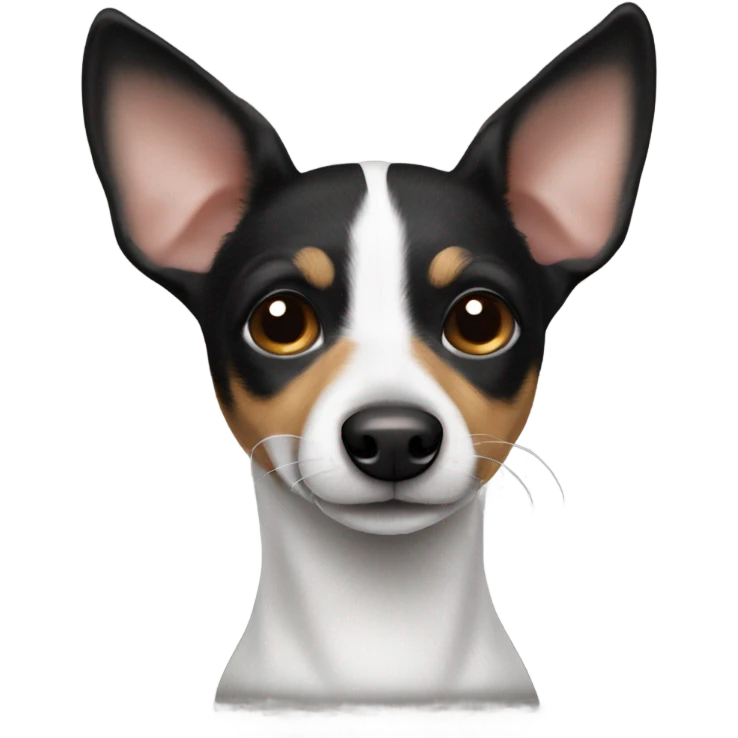 rat terrier dog with all black head, only black and white fur emoji