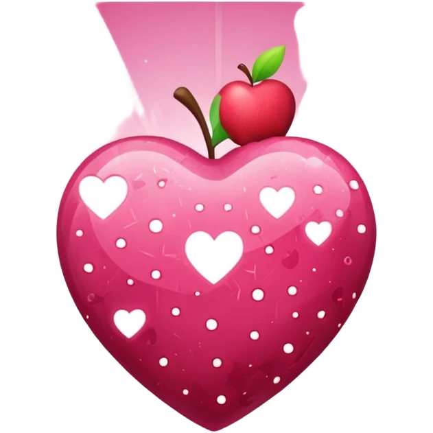 heart with a meteor shower, pink bow with heart pattern on the bow, apple emoji style emoji