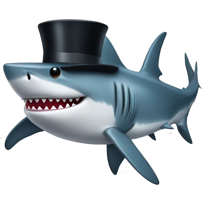 Shark with a top hat emoji