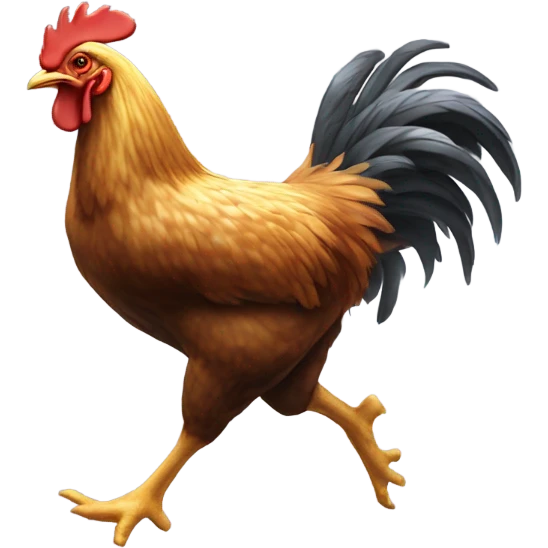 Chicken getting chased by a rooster emoji