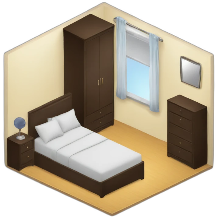 bedroom for men with a mirror and closet emoji