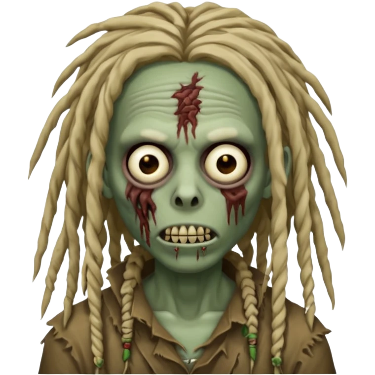 create zombie with dreadlocks have some of the drealocks cover his face now add a nose ring emoji