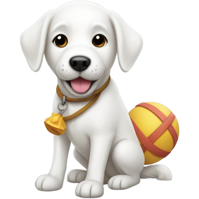 White dog with toy emoji