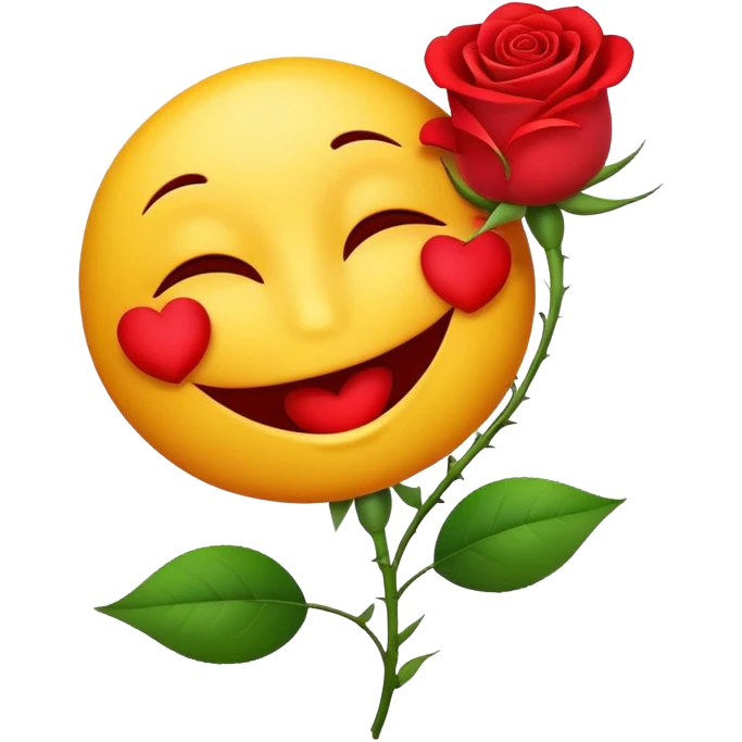 Kissing smilie with rose flower emoji