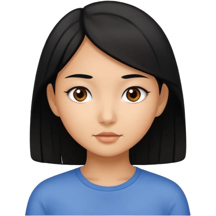 very tan Asian girl with black hair and dark brown eyes emoji