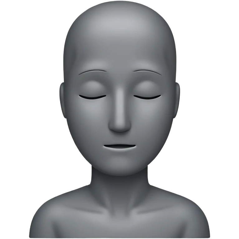 grey human silhouette frontal view with no facial features, no face, no eyes, no nose, no mouth, simple outline emoji