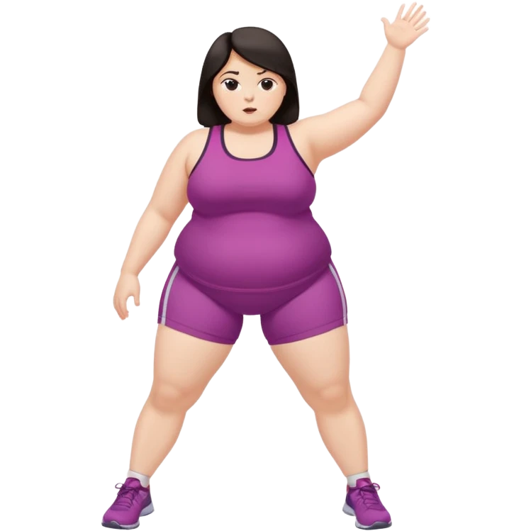Sad fat girl doing side leg raise dark hair emoji