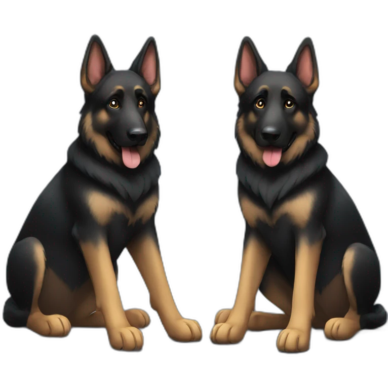 2 black german shepherds sitting next to each other emoji