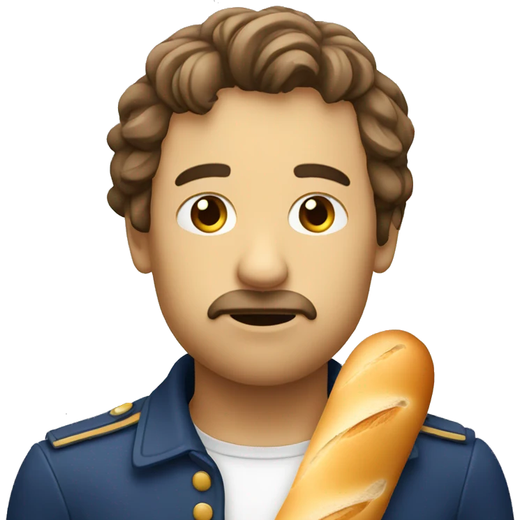 Sad french face holding baguette emoji