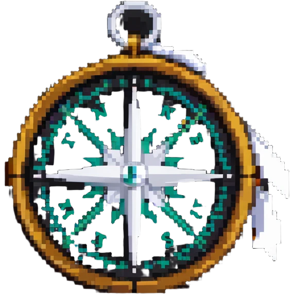The standard iOS compass emoji 🧭 with a white ribbon threaded through the small loop at the top of the compass emoji