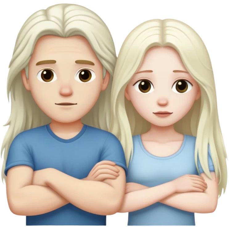 A white boy and a white long-haired girl crossed their arms over their chests emoji