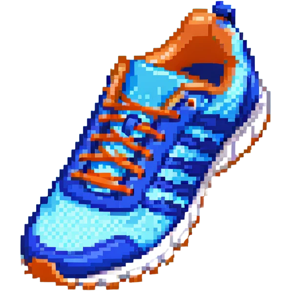 blue running shoe pointing right with 3D effect emoji