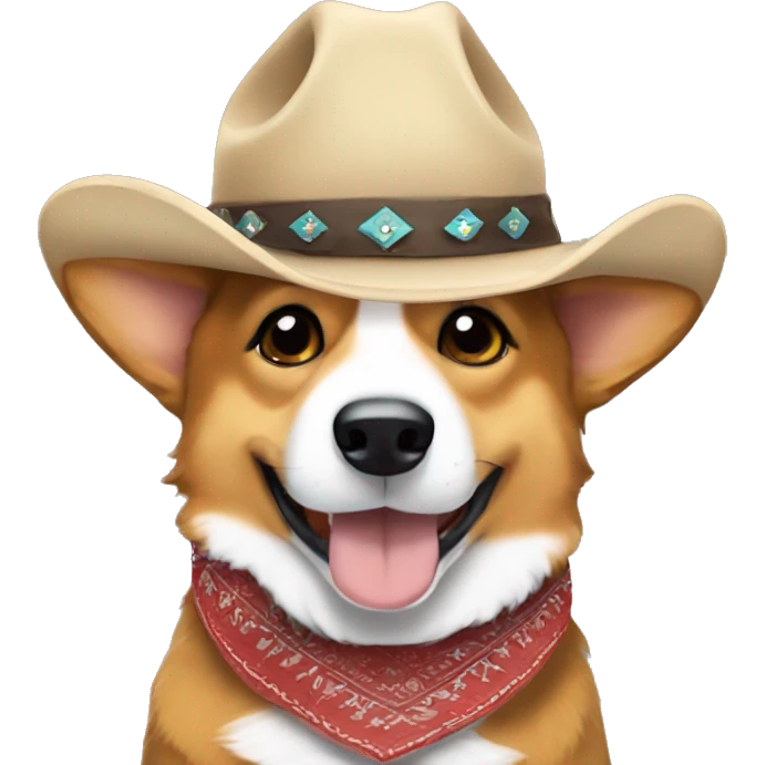 sable corgi in western cowboy hat and bandana emoji