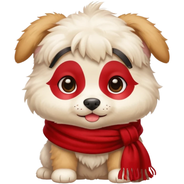 baby dog wears red scarf  emoji