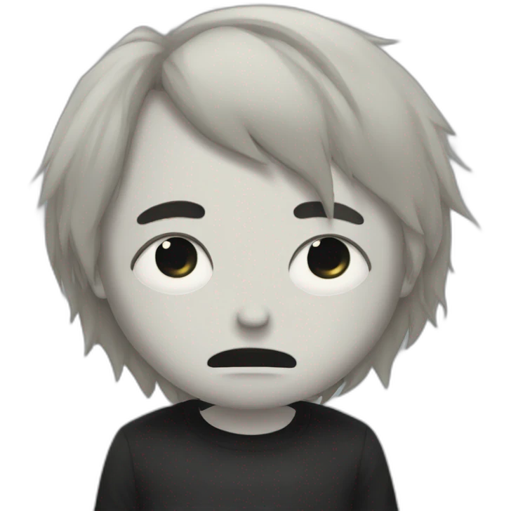 gothic sad boy with back hair crying emoji