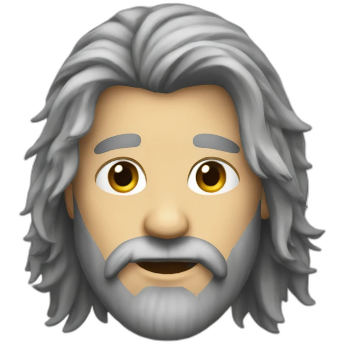 grey long haired short beared headbanger emoji