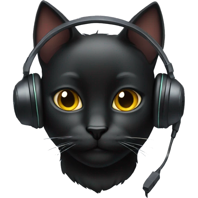 black cat with a gaming headset  emoji