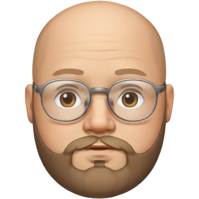 semi-bald from the middle, chubby face, with glasses and beard emoji