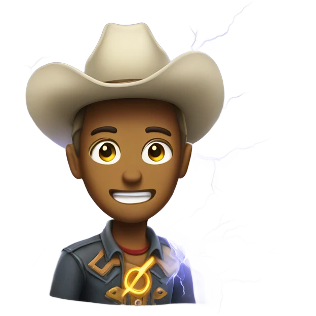 Lightning over a cowboy emoji