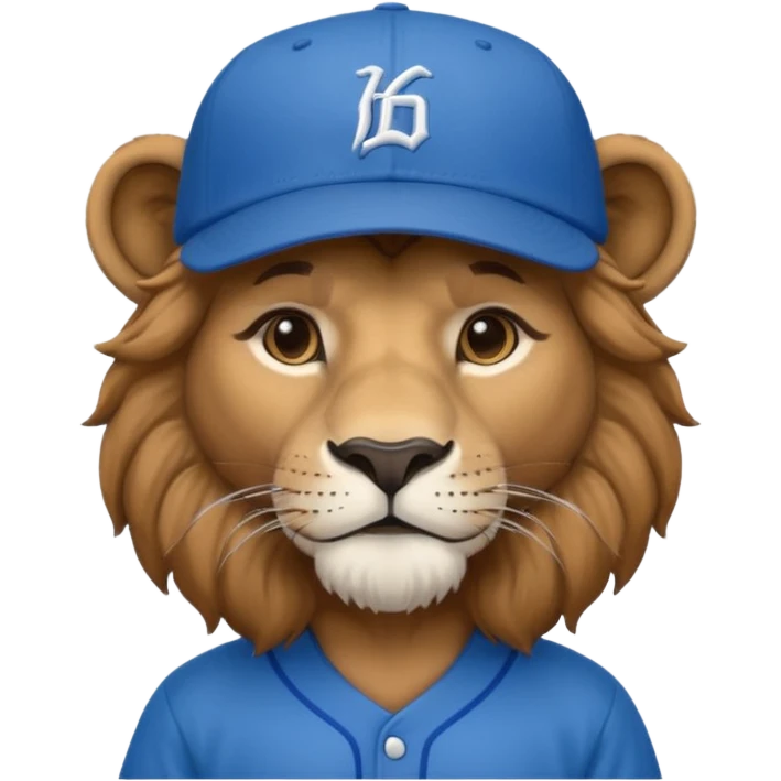 lion with blue baseball jersey and hat emoji