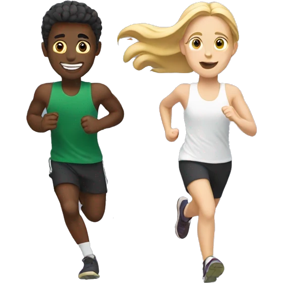 two white friends running together emoji