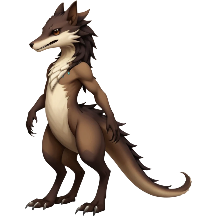 Brown and beige badass elegant wild beautiful natural cute badass epic anthro modern sergal-vernid-creature, full body, dark-brown-black-gradient pretty hair, aesthetic, art by LiLaiRa, art by art by Falvie emoji
