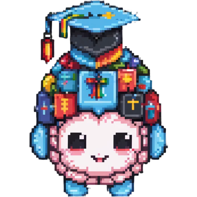 cute brain with a graduation cap emoji