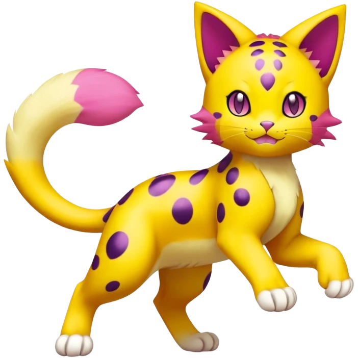 Colorful Liepard-Skitty-Delcatty-Pokémon-Fakémon-hybrid-creature (full body) emoji