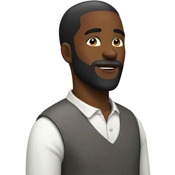 Black guy with beard kissing to the right emoji