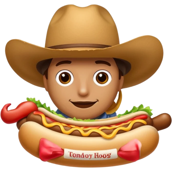 A hotdog wearing a cowboy hat emoji