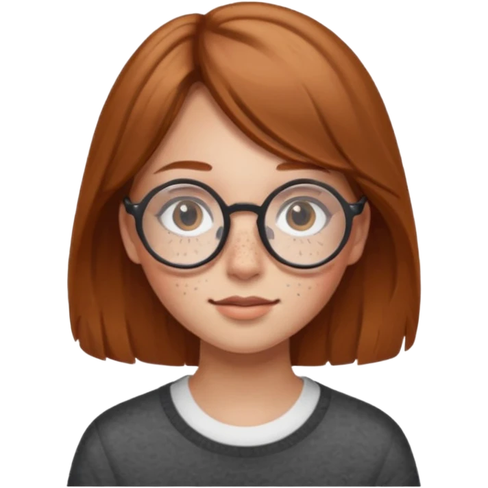 Girl wearing circle glasses with light brown hair and freckles  emoji