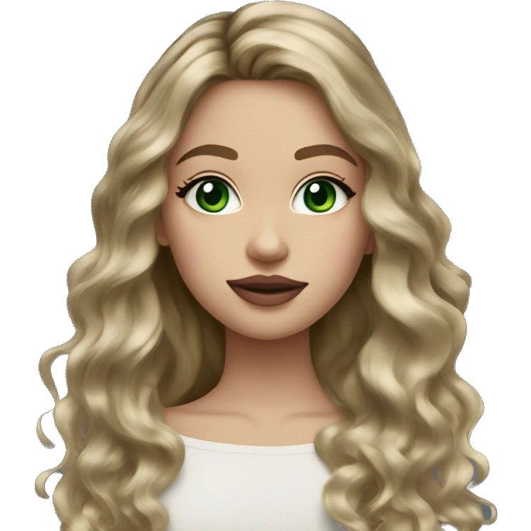 dark blonde balayage girl green eyes long hair pink lips rosy cheeks emoji