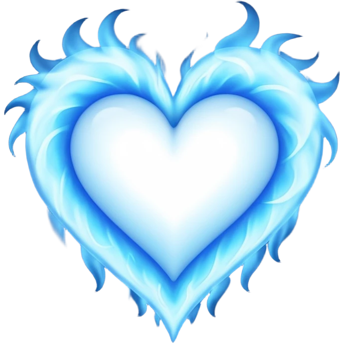 Blue flames in the shape of a pastel color all blue heart emoji