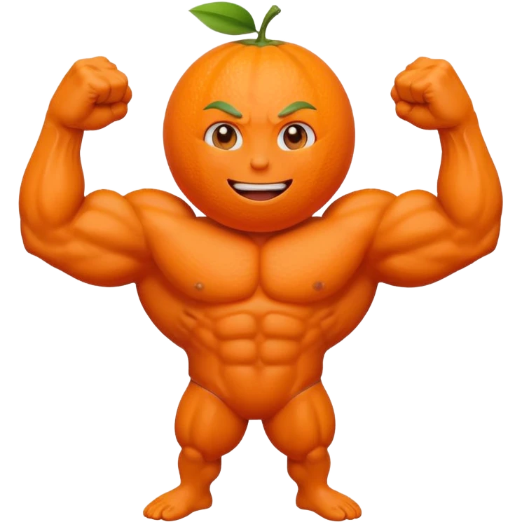 Muscle Orange Fruit Character Strongest emoji