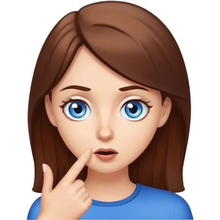White girl blue eyes brown hair gossiping with attitude  emoji