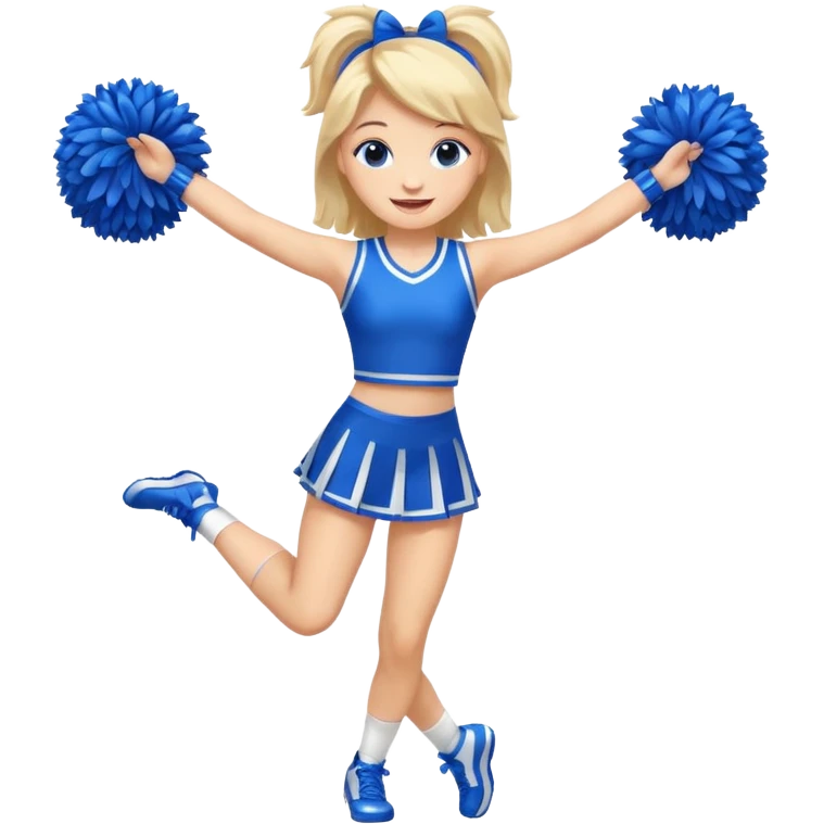 give me a full-length cheerleader with blue pom poms  emoji
